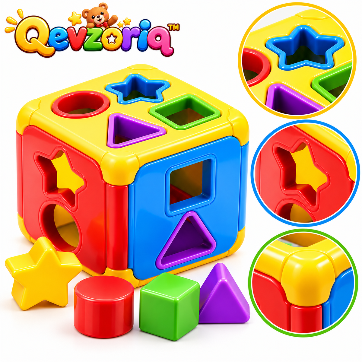Qevzoriq™ Colorful Shape Sorter Activity Cube