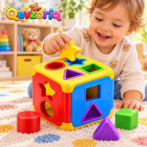 Qevzoriq™ Colorful Shape Sorter Activity Cube