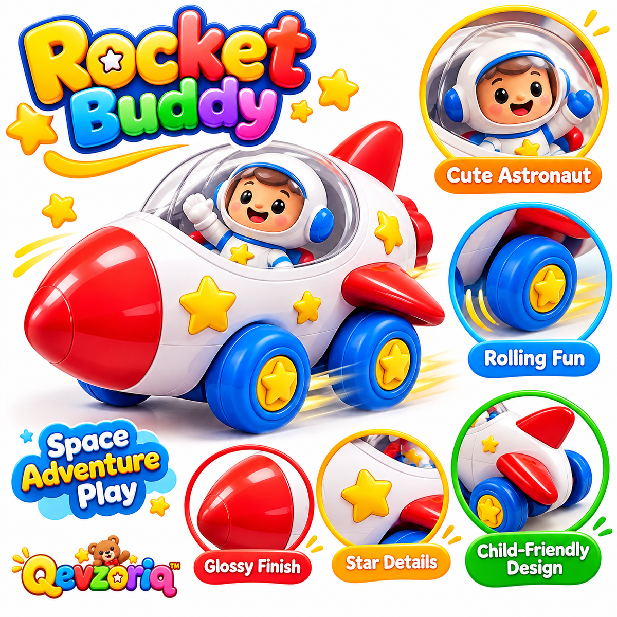 Qevzoriq™ Rocket Buddy Astronaut Rolling Toy