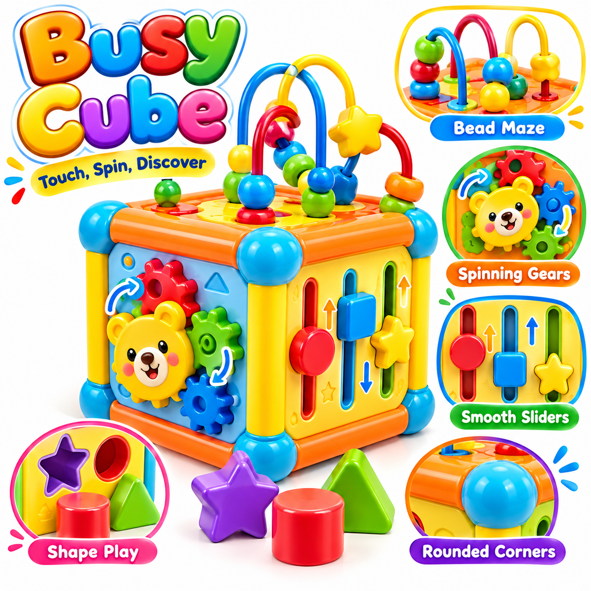 Qevzoriq™ Busy Cube Multi-Activity Learning Toy
