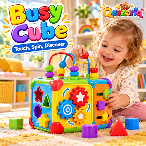Qevzoriq™ Busy Cube Multi-Activity Learning Toy