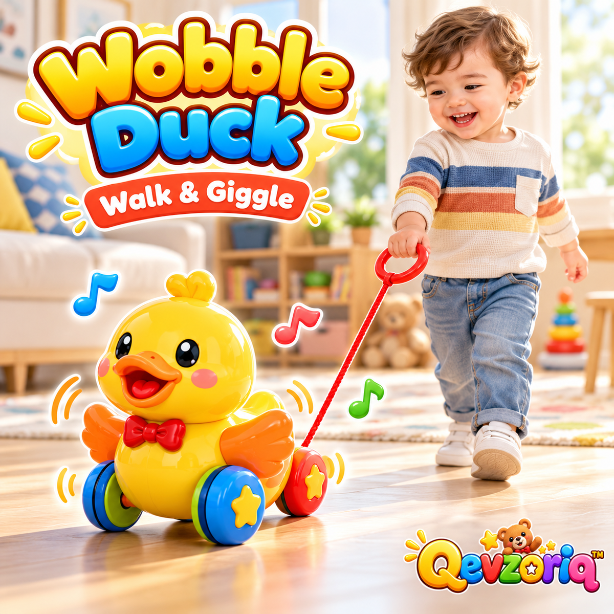Qevzoriq™ Wobble Duck Pull-Along Toy
